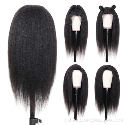 Cheap 13x4 Yaki Straight Hair Lace Wig For Women Brazil Yaki Straight Hair Wig Pre-installed Baby Hair180% Density Natural Color